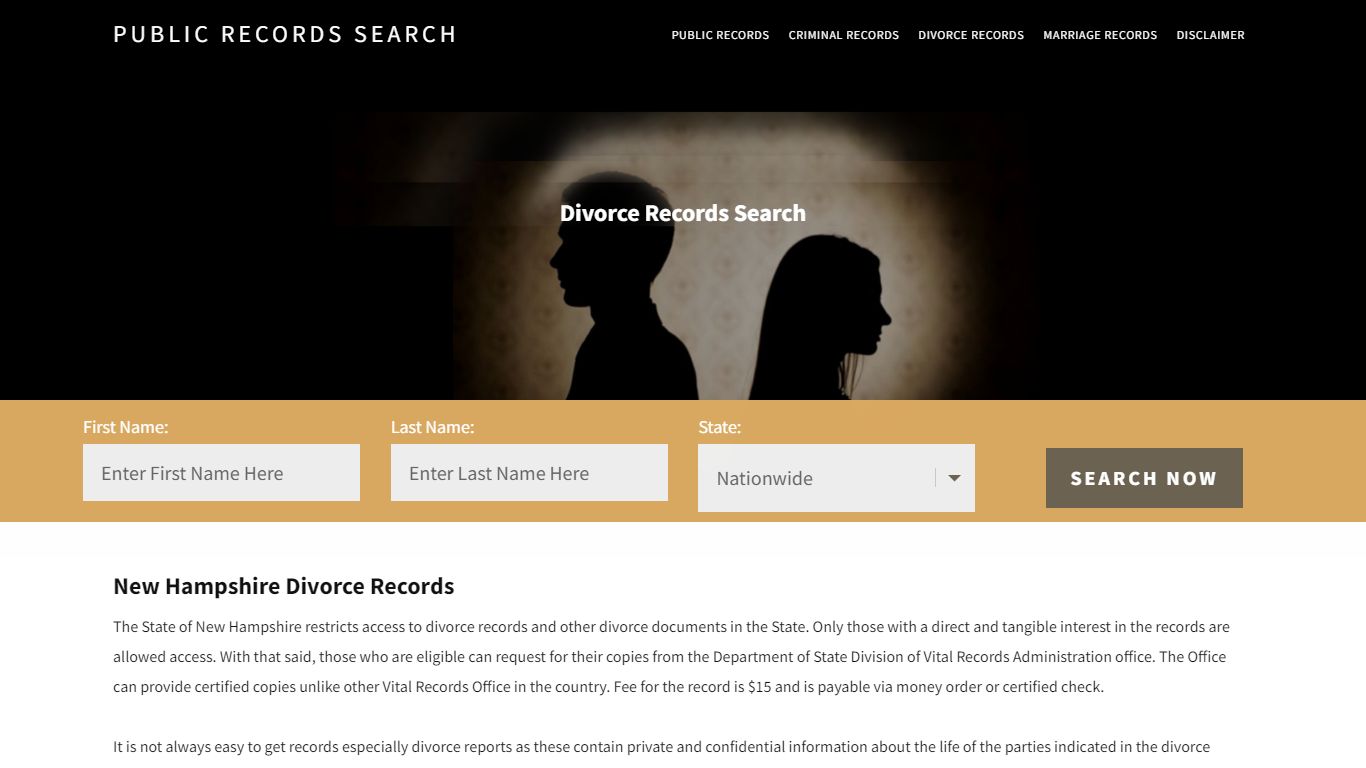 New Hampshire Divorce Records - Public Records Search